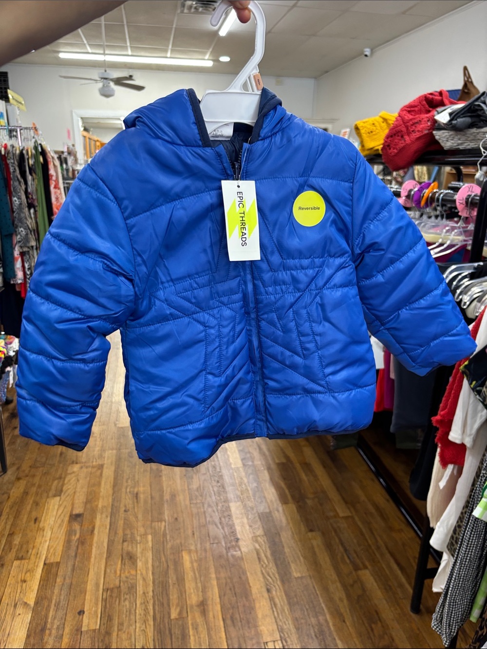 Epic Threads Royal Blue Reversible Puffer Jacket - Kids 2T